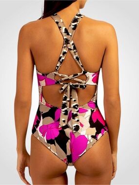 NWOT Trina Turk Lynx Reversible High Neck One Piece